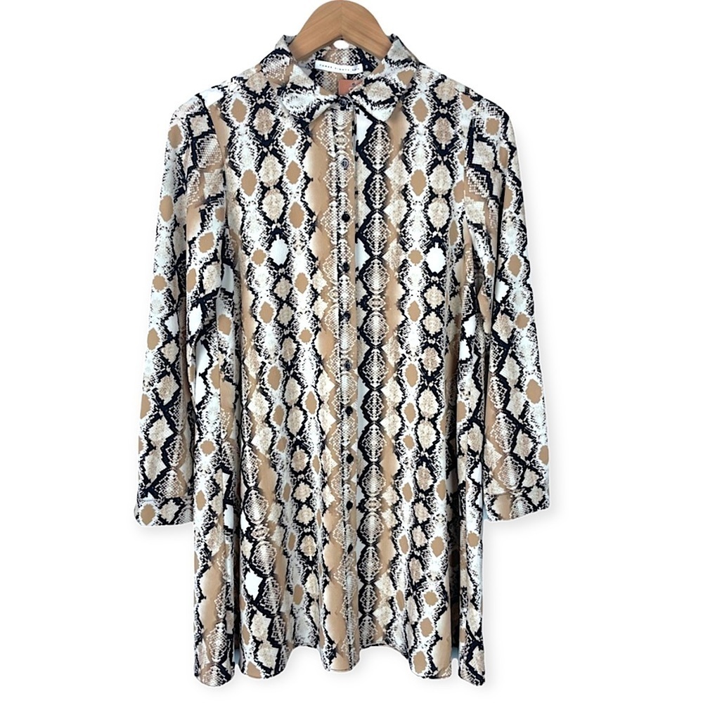 Three Eighty Two Mara Button Front Mini Dress In Python Reptile Size Small